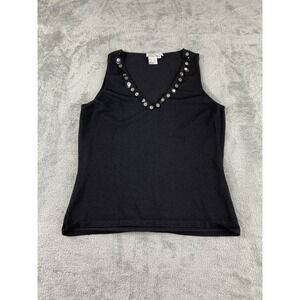 Alberto Makali Womens Tank Top Medium Black Sleeveless Viscose Nylon A3